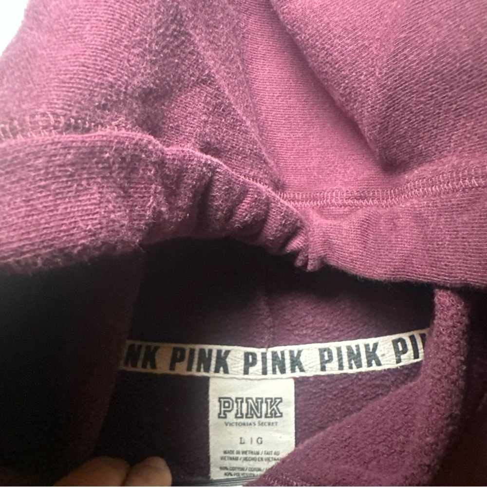 PINK by Victoria's Secret Wine Hoodie Sweatshirt Size Large - Picture 7 of 11